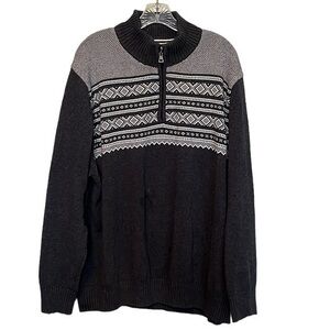 Weatherproof Vintage 1/4 Zip Long Sleeve Sweater Gray/White Mens Size XXL